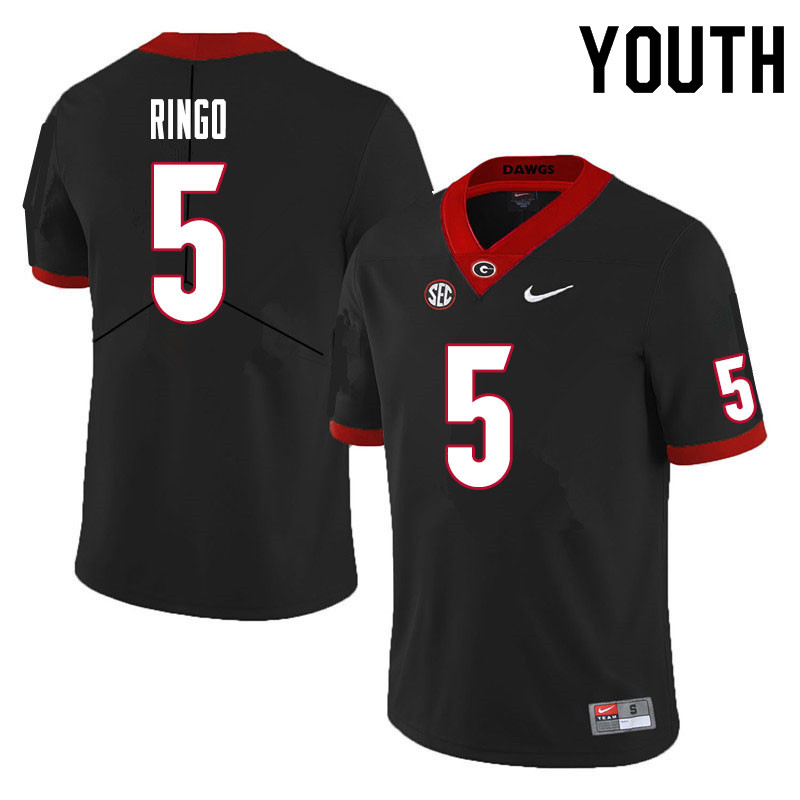 Georgia Bulldogs Youth Kelee Ringo #5 Black Stitched College UGA Football Jersey 23XO010TS